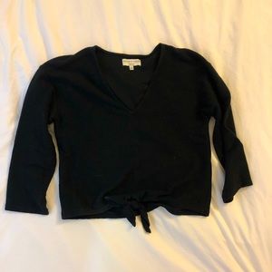 Madewell - Texture and Thread quarter sleeve ribbed black shirt; size M